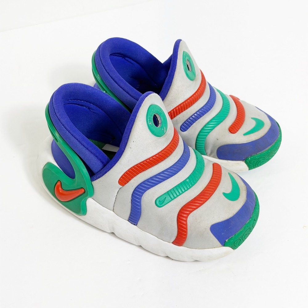 Nike Dynamo GO EasyOn Kids Size 7C Grey Blue Green Red Slip On Sneakers